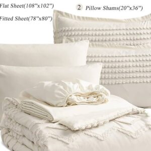 White 7pc Crinkled King Comforter Set