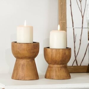 wooden candle holder 2pk